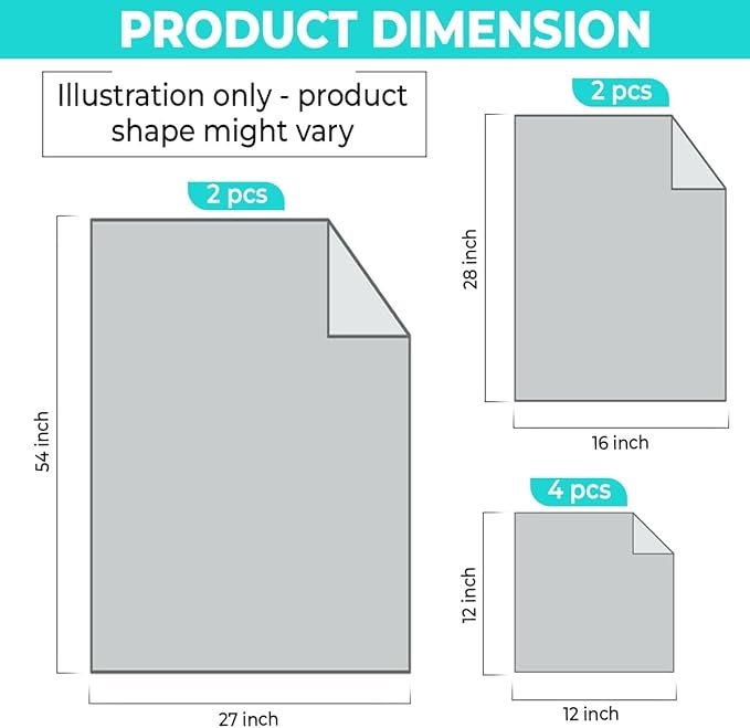 Pack of 8 Towels Set, 2 Large Bath Towels, 2 Hand Towels, 4 Wash Cloths, 100% Cotton, Lighter Weight, Quicker to Dry, Super Absorbent, Perfect for Bathroom (Aqua)