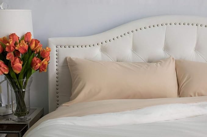 PeachSkinSheets Night Sweats: The Original 1500tc Soft King Pillowcase Set Almond (Ivory)