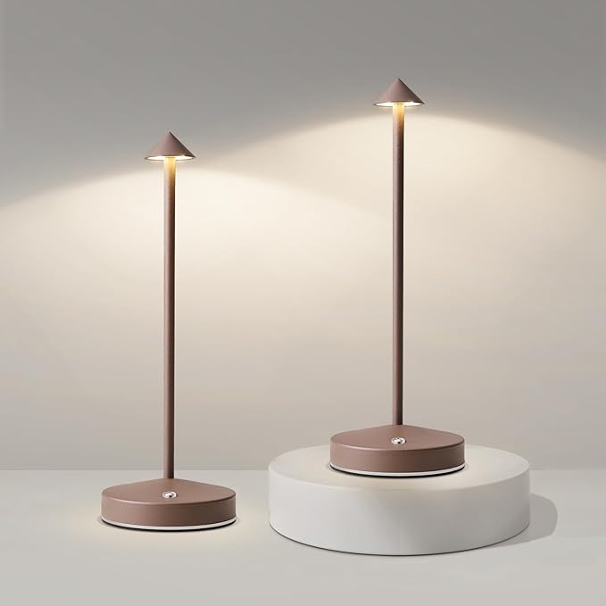 3w Led Cordless Rechargeable Table Lamps,3000 Mah Battery Operated Lamp 2 Level Led Table Lamp Small Touch Table Lamp in Aluminium 3000k Dimmable Table Lamps Set of 2 (Rust)