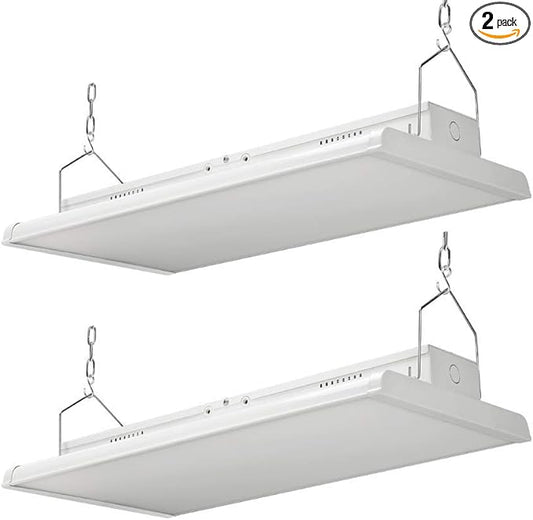 4FT LED High Bay Light - Pack of 2-300W - 42000LM - 1-10V dimmable - 5000K - UL and DLC Listed - Replaces 8 Lamp Fluorescent T5 Fixture