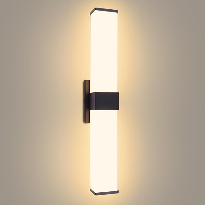 Kalium 24in Modern Wall Sconces, Dimmable Bathroom Vanity Lights, 3000K Warm White LED Indoor Sconces Lighting for Bathroom, Stairs, Living Room, Bedroom. Hardwired.