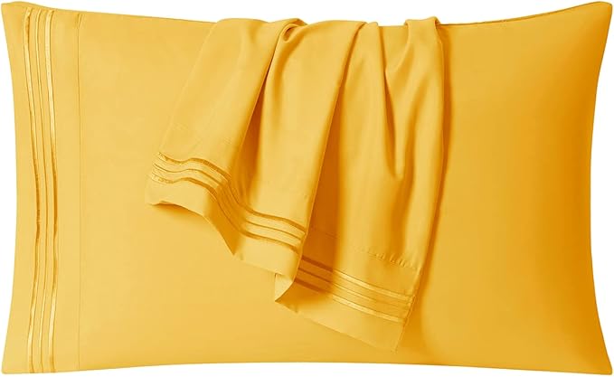 Clara Clark Bed Sheets, Premier 1800 Series 4 Piece Bed Sheet Set, Deep Pocket, Wrinkle, Fade, Stain Resistant, Luxury Soft Bedding Sheets & Pillowcases, King, Yellow