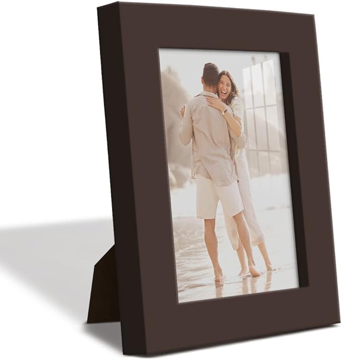 Renditions Gallery 3.5x5 inch Picture Frame High-end Modern Style, Made of Solid Wood and High Definition Glass Ready for Wall and Tabletop Photo Display, Brown Frame
