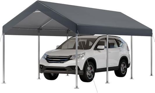 10x20FT Carport, Car Canopy, Portable Garage, Easy to Assemble, Carport Canopy 10x20FT Heavy Duty for Car, Bike, Boat, Party (Gray)