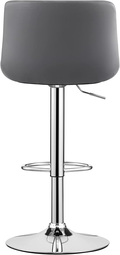 MINCETA Bar Stools,Modern Upholstered Swivel Stool with Back for Bar and Counter Height, Adjustable Height 24" to 34",Set of 4,PU in Dark Gray
