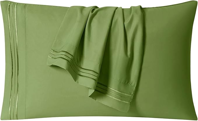 Clara Clark Bed Sheets, Premier 1800 Series 4 Piece Bed Sheet Set, Deep Pocket, Wrinkle, Fade, Stain Resistant, Luxury Soft Bedding Sheets & Pillowcases, Twin, Calla Green