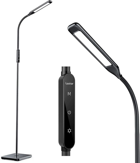 LASTAR LED Floor Lamp, Reading Lamp with 3000K-6000K & 4 Brightness Levels, Dimmable Standing Lamps for Living Room, Office with Flexible Gooseneck,Timer & Memory Function
