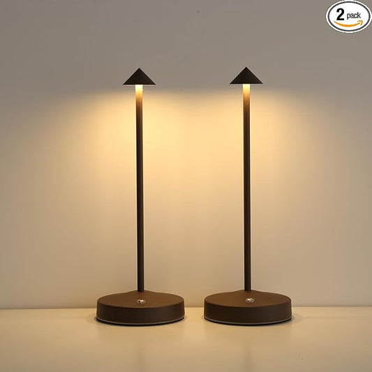 Rechargeable Cordless Lamps,3000mAh Battery Operated Table Lamp,Portable LED Touch 2 Levels Brightness Dimmable Bar Lamp,Battery Powered Lamps for Bars,Restaurant,Living Room(2 Pack,Rust)