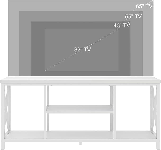 EXCEFUR 55 inch TV Stand for TV up to 65 inch, Modern Media TV Console with Storage Shelves, Entertainment Center for Living Room, Bedroom, White Oak