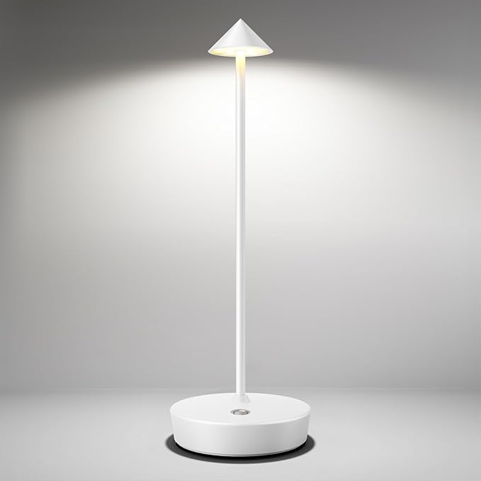 Cordless Table Lamps Rechargeable, 6000mAh Battery Operated LED Desk Lamp Outdoor Waterproof Portable Touch Dimmable Table Night Light for Patio Restaurant Dining Home White