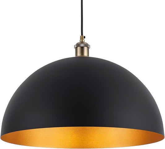 Vintage Pendant Light,Industrial pendant light,chandelier17.72 "Industrial Dome Pendant Light black and gold finish lighting fixture line length 78.74" Kitchen island, bedroom, hallway,farmhouse