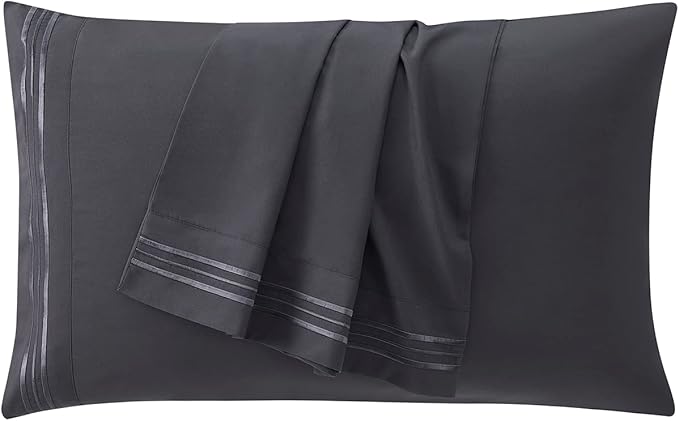 Clara Clark Bed Sheets, Premier 1800 Series 4 Piece Bed Sheet Set, Deep Pocket, Wrinkle, Fade, Stain Resistant, Luxury Soft Bedding Sheets & Pillowcases, King, Charcoal Gray