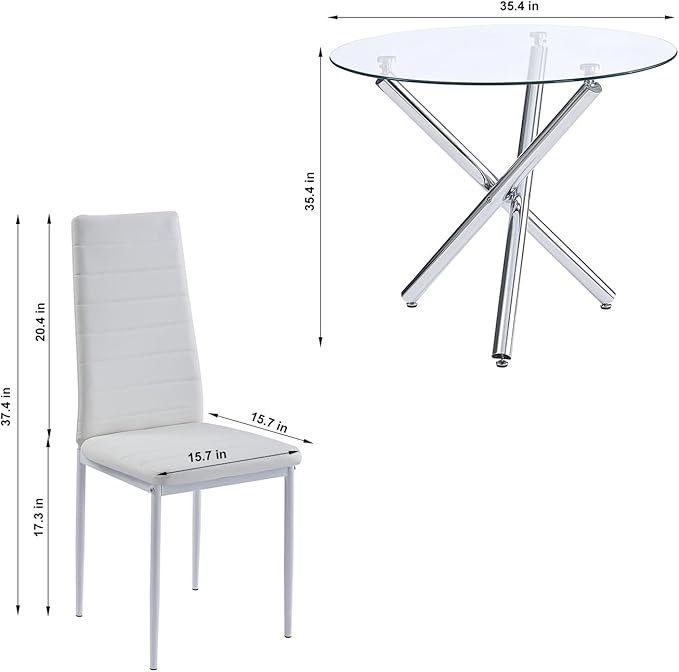 Dining Room Set for Kitchen (Silver White, 5 Pieces Set)