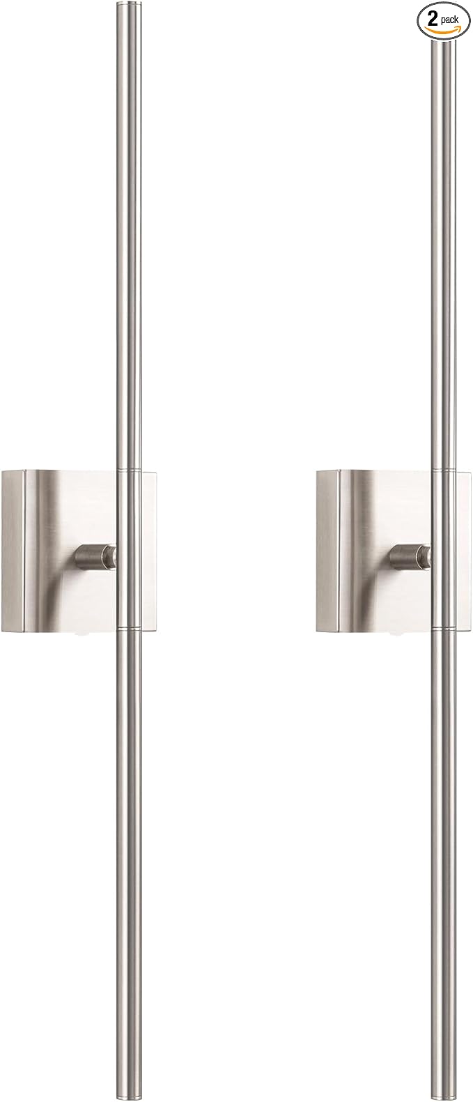 KDG Cordless Wall Sconces Set of 2, Wireless 7000mAh Rechargeable Battery Operated LED Wall Lamps with Remote, 360° Rotate Lightings for Wall Painting, Bedroom, Hallway, Night Light 31.5 inch (Nickel)