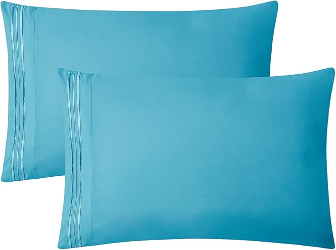 Clara Clark Bed Sheets, Premier 1800 Series 4 Piece Bed Sheet Set, Deep Pocket, Wrinkle, Fade, Stain Resistant, Luxury Soft Bedding Sheets & Pillowcases, Twin-XL, Beach Blue