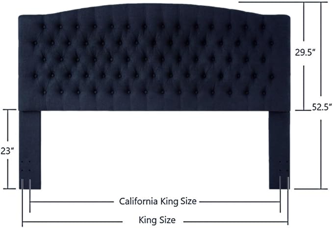 24KF Boucle Upholstered Tufted Button King Headboard and Comfortable Fashional Padded King/California King Size headboard,6025-K-Boucle-Navy Blue