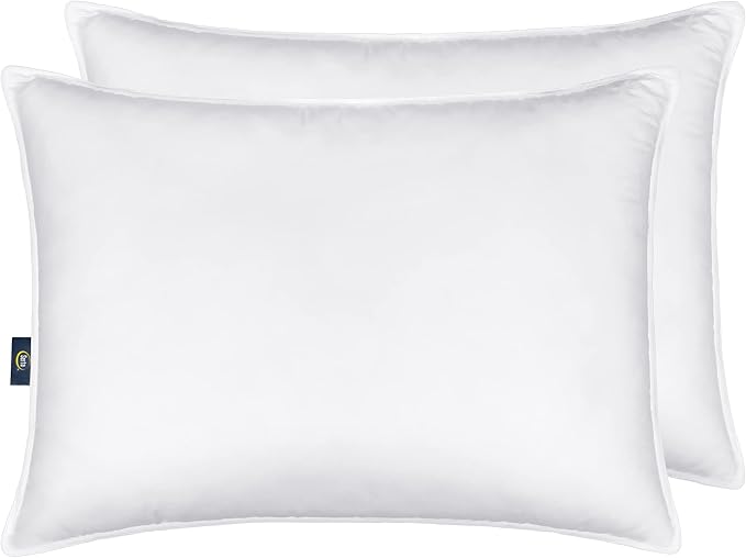 Serta Down Illusion Soft Hypoallergenic Soft/Medium Bed Pillows for Side, Stomach or Back Sleepers (2 Pack), King, White