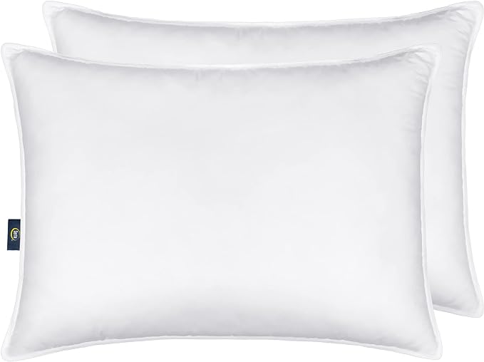 Serta Down Illusion Soft Hypoallergenic Medium/Firm Bed Pillows for Side, Stomach or Back Sleepers (2 Pack), King, White