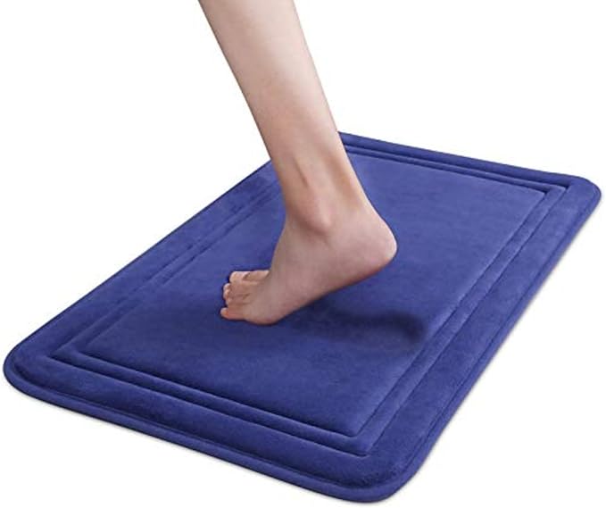 ITSOFT Memory Foam Bath Mat 31x20, Non Slip, Machine Washable, Quick Dry & Absorbent Rugs, Bath Mats for Bathroom Floor, Tub & Shower, Bathroom Rug, Blue