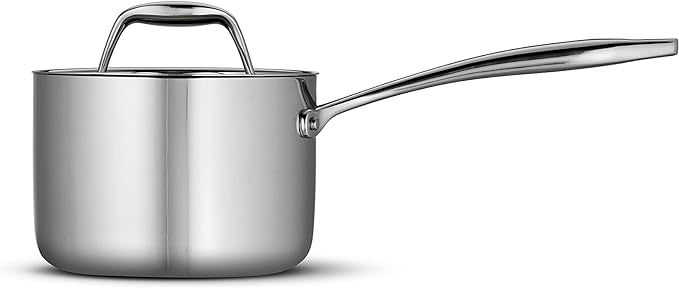 Tramontina Signature Tri-Ply Clad Stainless Steel 1.5-Quart Sauce Pan with Lid, Induction-Ready, Dishwasher-Safe, NSF-Certified, Made in Brazil