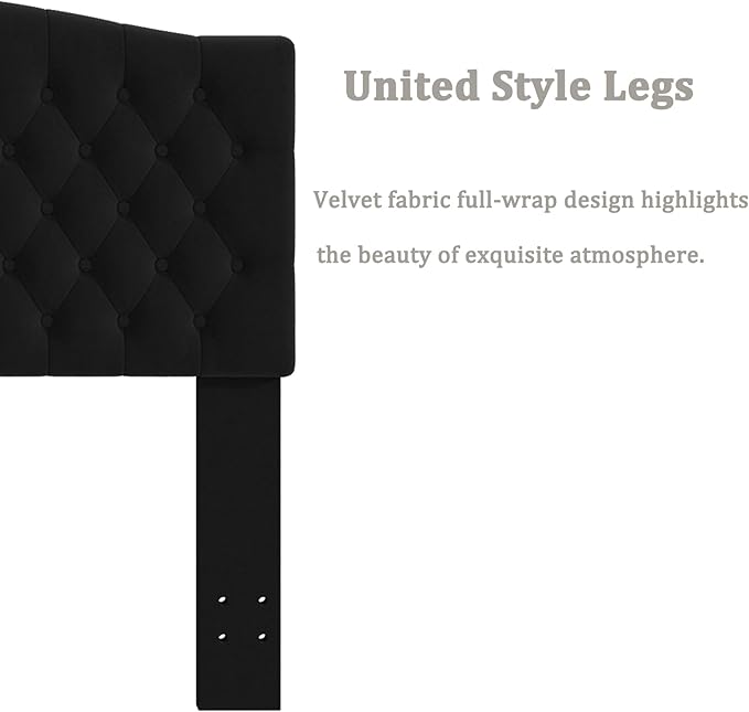 Queen Headboard Only, Upholstered Headboard for Adjustable Bed Linen Tufted Queen/Full Size Wall Mounted Head Board with Solid Wood Legs Head Board, Black