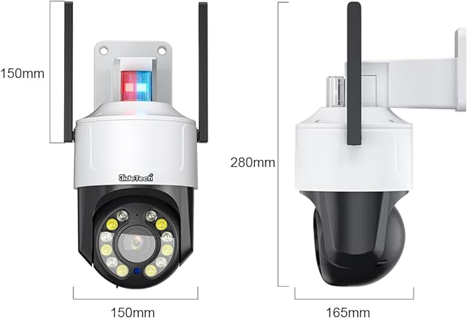 JideTech 5MP 5X Zoom Wi-Fi IP PTZ Camera,Night Vision Human Vehicle Detection AutoTracking Sound and Light Alarm,Two-Way Voice, Outdoor Wireless PTZ Camera,CamHipro