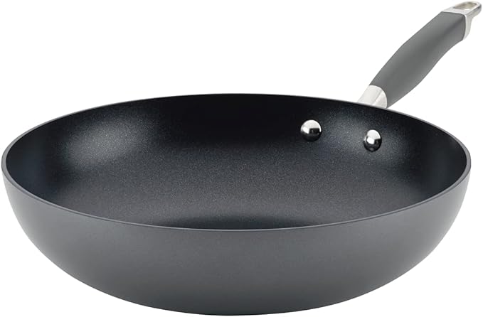 Anolon Advanced Home Hard-Anodized Nonstick Open Stock Cookware- Woks (12-Inch Open Wok, Moonstone)