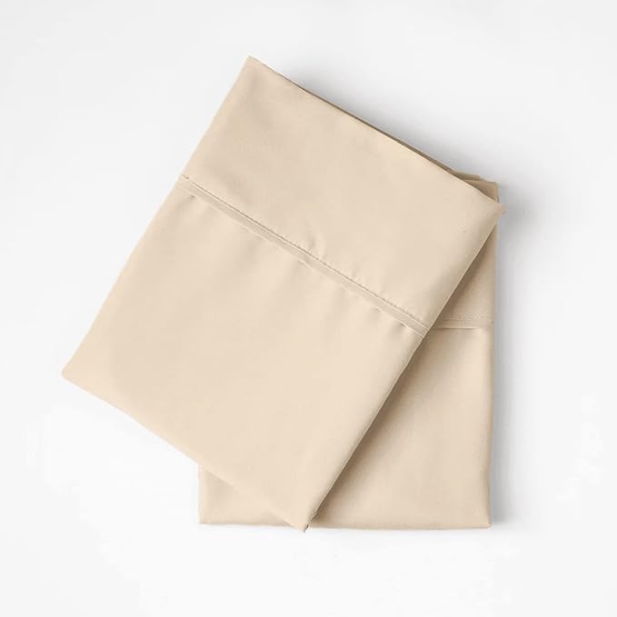 PeachSkinSheets Night Sweats: The Original 1500tc Soft King Pillowcase Set Almond (Ivory)