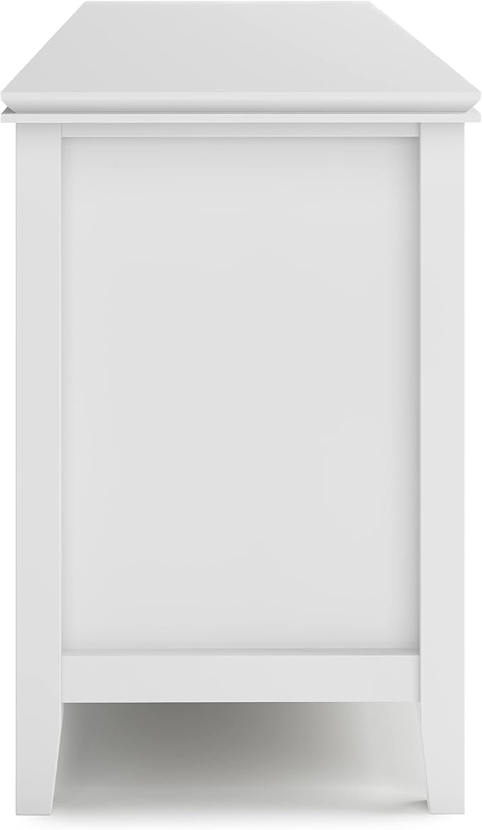 SIMPLIHOME Artisan SOLID WOOD 72 Inch Wide Contemporary TV Media Stand in White for TVs up to 80 Inches, For the Living Room and Entertainment Center