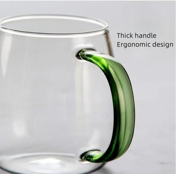 Clear Borosilicate Glass Coffee Mug with Black Handle, 450ml/16oz, Ideal for Coffee, Tea, Beer, and Beverages – Durable, Gift-Ready Glass Mug