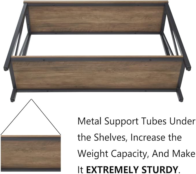 FOLUBAN Rustic Sofa Console Table, 2-Tier Industrial Entryway Hallway Table for Living Room, Oak