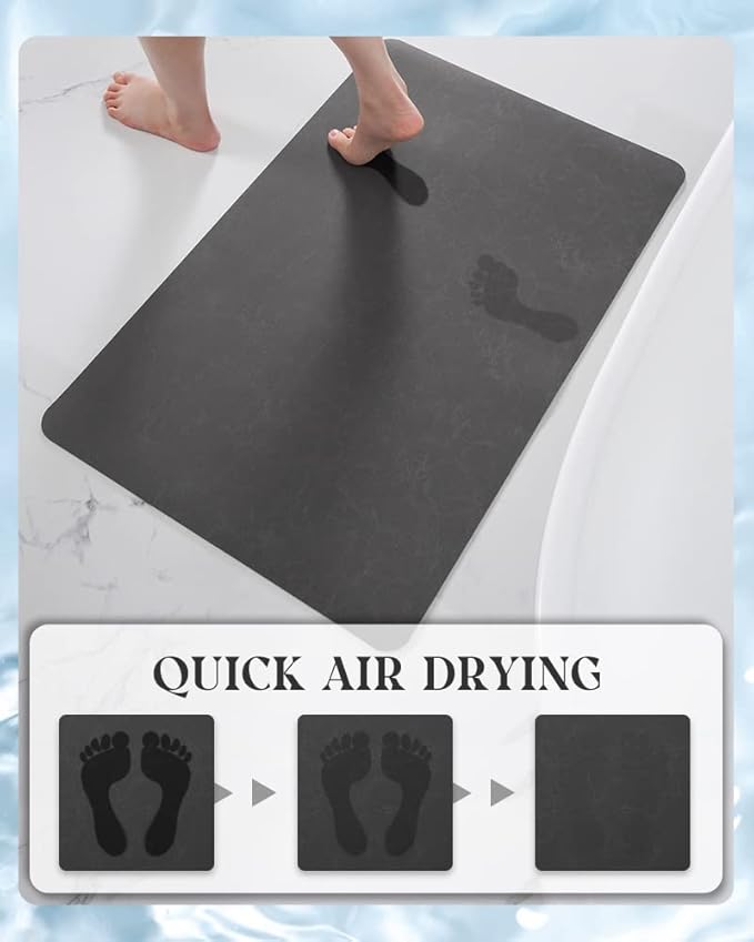 MontVoo -Bath Mat Rug-Rubber Backing Non Slip Quick Dry Absorbent Thin Bathroom Rugs Fit Under Door-Faux Suede Surface Bathroom Floor Mats-Shower Rug for in Front of Bathtub Shower Dark Grey 17"x27.5"