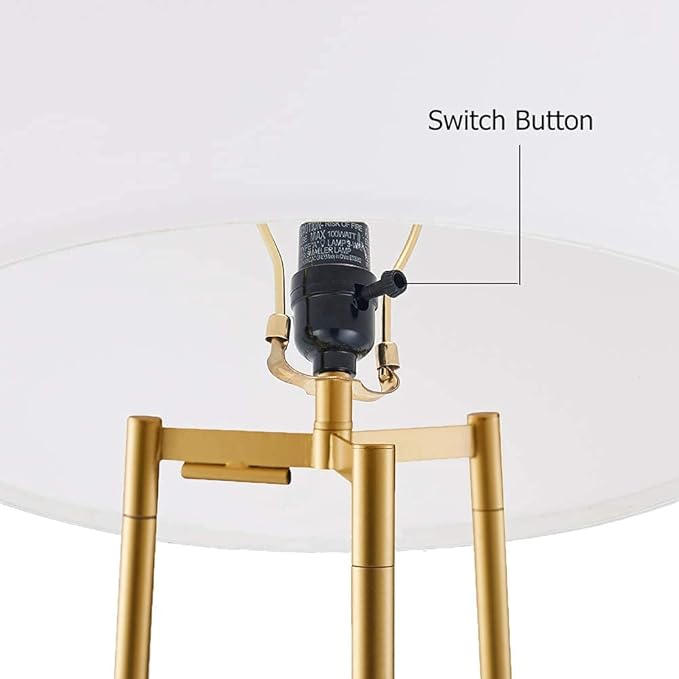 Floor Lamp, Standing Reading Light with Faux Marble Shelves and Fabric Shade, Modern Tall Pole, Accent Furniture Décor Lighting for Living Room, Bedrooms