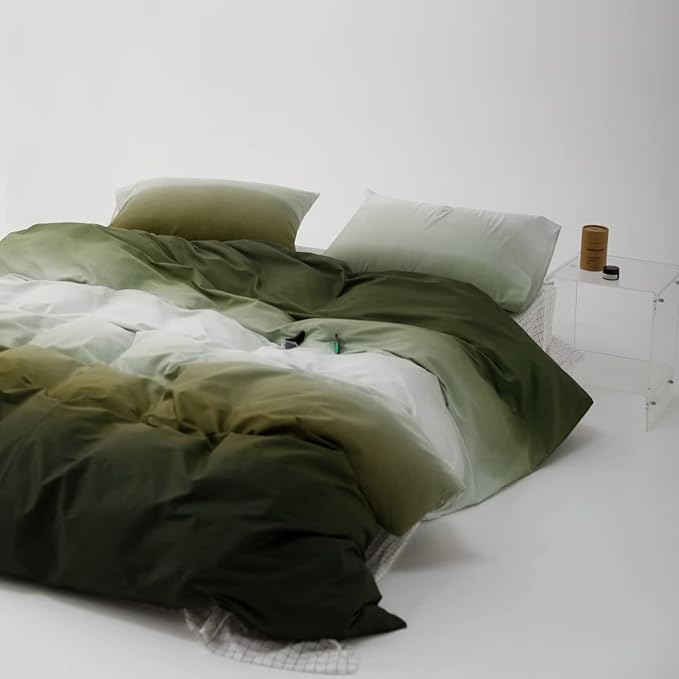 Luxlovery Dark Green Comforter Set Full Size Bedding Set Army Green Modern Bedding Set Soft Breathable Blanket Quilts 3 Piece Full Comforter Set