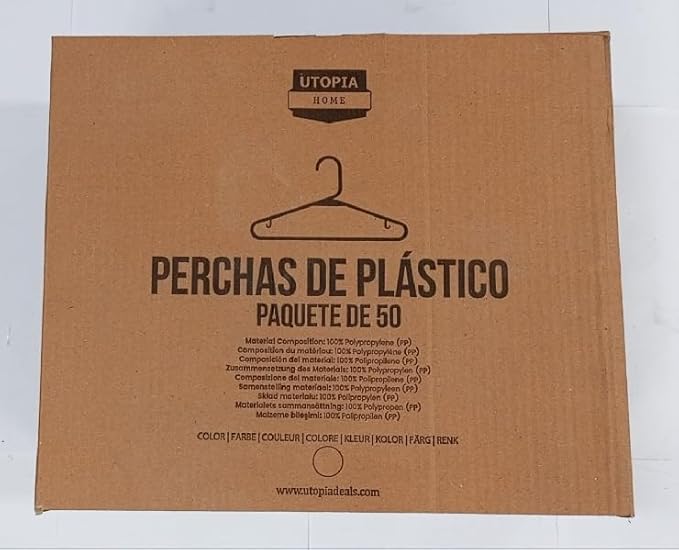 Utopia Home Plastic Hangers 50 Pack - Perfect Space Saving Clothes Hanger - Durable and Strong - Perfect Closet Organizers with Shoulder Grooves (Black)