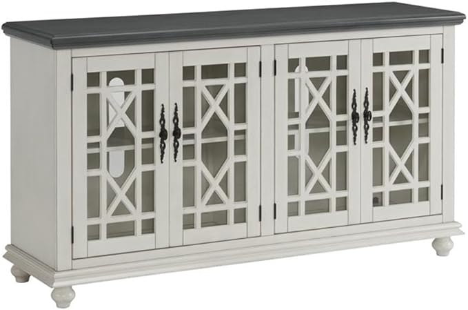 Martin Svensson Home Elegant TV Stand, 63" W x 35" H, White with Grey Top