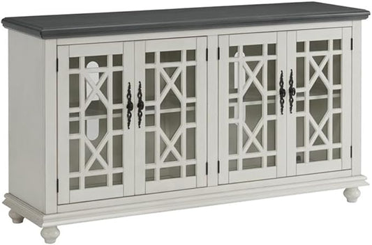 Martin Svensson Home Elegant TV Stand, 63" W x 35" H, White with Grey Top