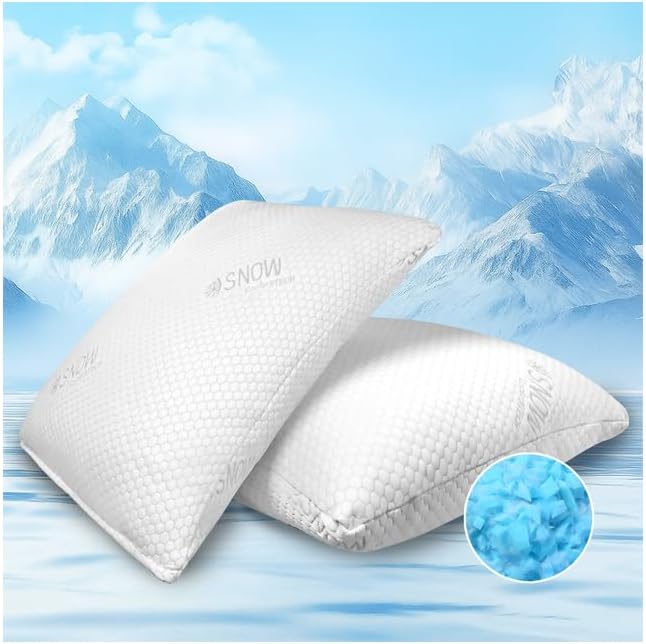 Shredded Memory Foam Pillow King Size Pillows Set of 2, Cooling Pillow Firm Adjustable Cold Bed Pillows for Sleeping, Side, Back and Stomach Sleeper, Hotel Quality Deep Sleep（20x36）