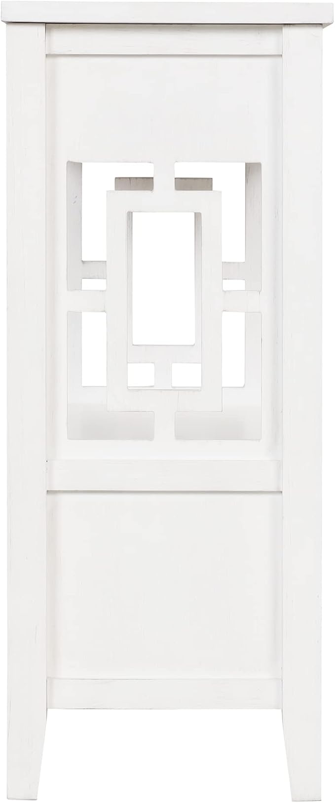 36 Inch Country Farmhouse Console Table with 4 Drawers and 1 Storage Shelf Pine Wood Suitable for Entryway Entrance Living Room Bedroom Hallway Kitchen (Antique White)