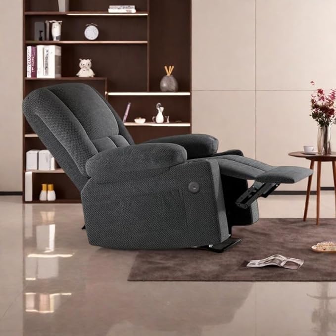 Electric Power Lift Recliner Chair,Reclining Chair with 8 Massage for Elderly,Recliner Single Sofa with 2 Cup Holders,Side Pockets,USB Charge Port,Remote Control for Living Room,Bedroom,Gray