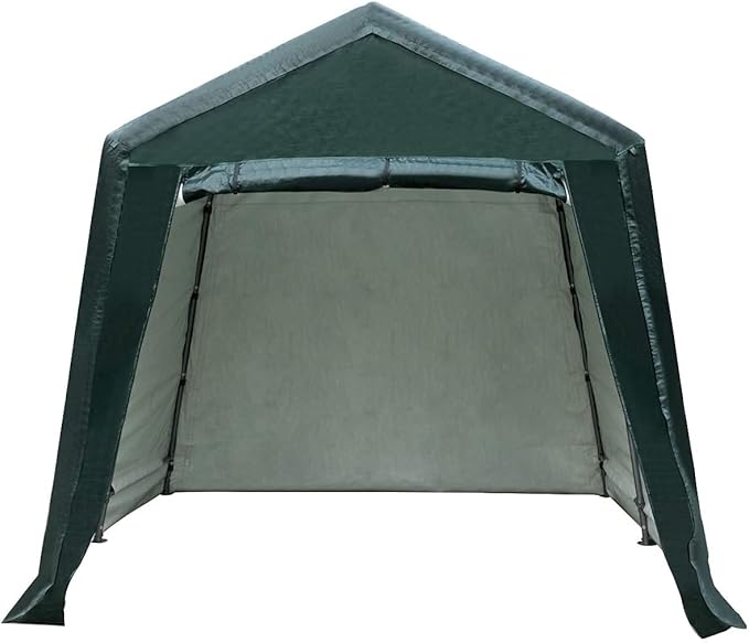 ERGOMASTER 8 Ft x 14 Ft Outdoor Carport Patio Storage Shelter Metal Frame and Waterproof Ripstop Cover for Motorcycle and ATV Car