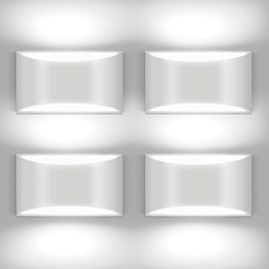 4 Pack Wall Sconces Indoor White Modern LED Wall Sconce Hardwired Up and Down Wall Light Fixture for Bedroom Hallway Corridor Cool White 6000K(with G9 Bulbs)