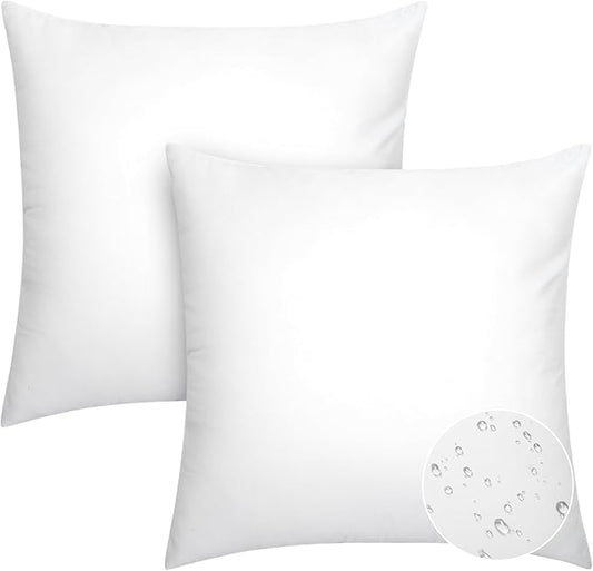 Pack of 2 18x18 Outdoor Pillow Inserts, Water Resistant Throw Pillow Inserts, Cushion Inner Pads for Patio, Furniture, Sofa, Bed, Living Room, Garden Decorative Waterproof Pillow Inserts