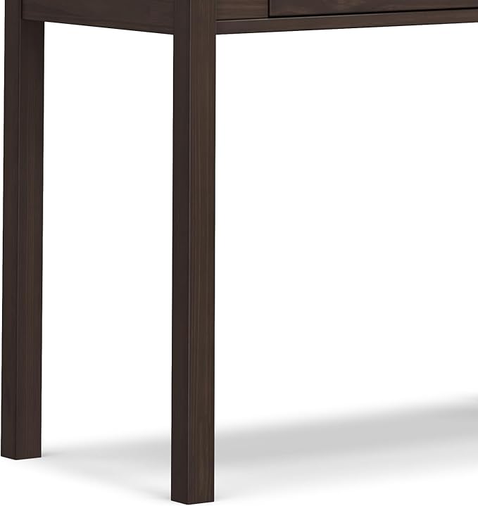 SIMPLIHOME Hollander Small Desk - 38-Inch Wide Solid Wood Writing Desk in Warm Walnut Brown, Contemporary Home Office Computer Table for Study or Compact Space with Flip-Down Keyboard Tray