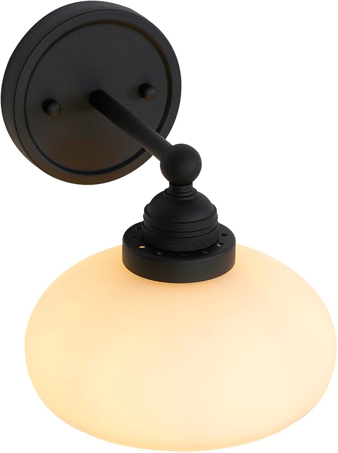 Vintage Industrial Sconce Wall Lighting with Milk White Glass Shade, Bathroom Vanity Wall Mounted Lamp Fixture for Living Room Bedroom Stairwells