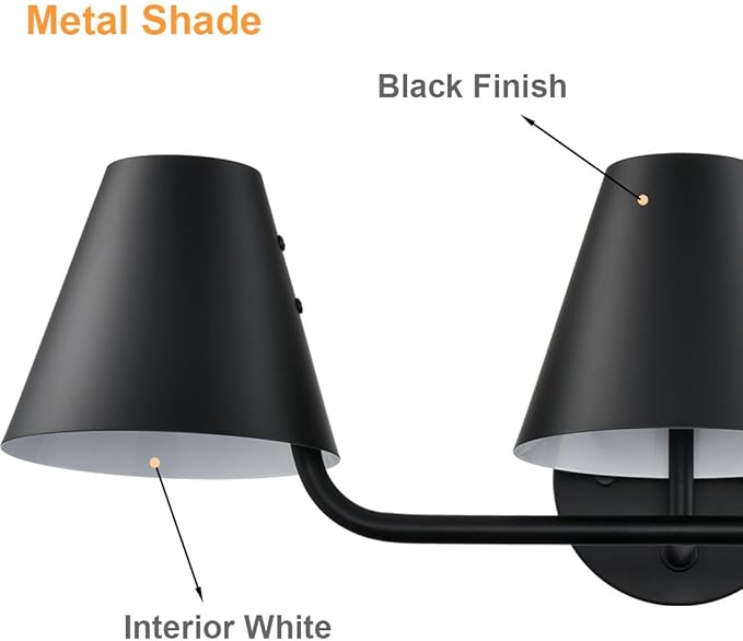 DIRYZON 3 Light Bathroom Vanity Light,Industrial Black Wall Sconces,Rustic Wall Light Fixtures with Metal Shade for Hallway Kitchen Sink