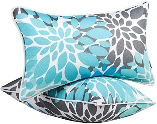 Outdoor Lumbar Pillows - Decorative Pillows with Insert Included Set of 2 Outdoor Pillows for Patio Furniture 12x20 Inch
