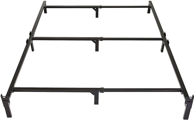 Amazon Basics Metal Bed Frame, 9-Leg Base for Box Spring and Mattress, Full, Tool-Free Easy Assembly, Black