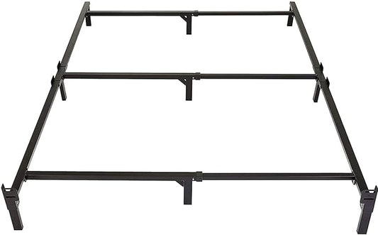Amazon Basics Metal Bed Frame, 9-Leg Base for Box Spring and Mattress, Full, Tool-Free Easy Assembly, Black