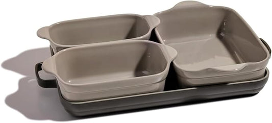 Our Place Bakeware Set | 5-Piece Nonstick, Toxin-Free, Ceramic, Cast Aluminum Set with Oven Pan, Bakers, & Oven Mat | Space-Saving Nesting Design | Oven-Safe | Bake, Roast, Griddle and more | Char